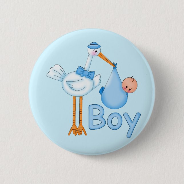 Baby Boy mit Stork Button (Vorderseite)