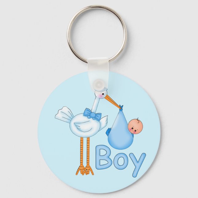 Baby Boy mit Stork Schlüsselanhänger (Vorderseite)