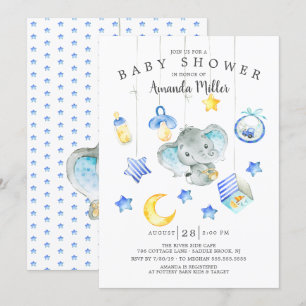 Baby Boy Mobile Elephant Baby Dusche Einladung