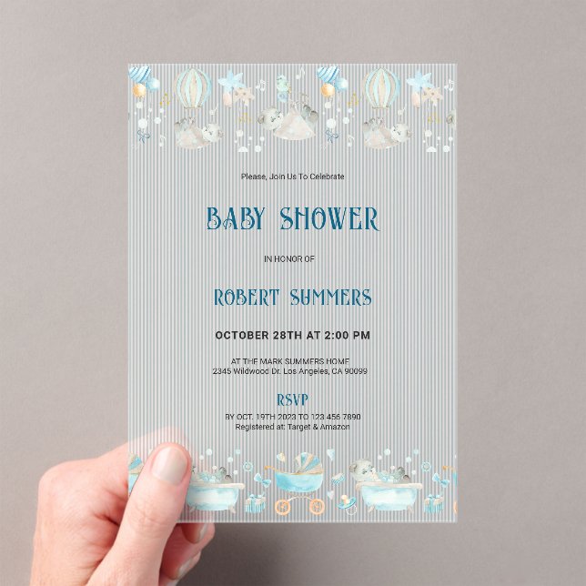 Baby Boy Modern Shower Invitation Acryleinladungen (Insitu (Handheld))