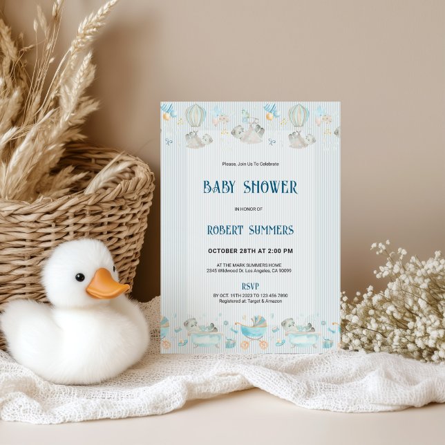 Baby Boy Modern Shower Invitation Save The Date (Von Creator hochgeladen)