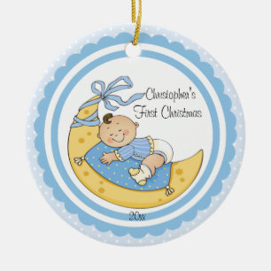 Baby Boy Mond Baby's First Weihnachtsbaumschmuck Keramikornament