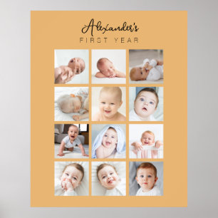 Baby Boy Monthly Foto Poster Erstes Jahr Orange
