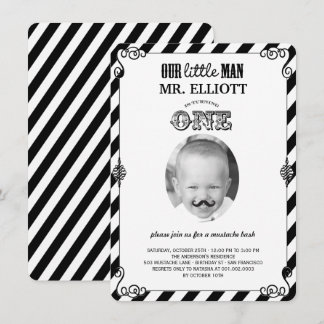 Baby Boy Mustache 1. Geburtstag Party Foto Einladu Einladung