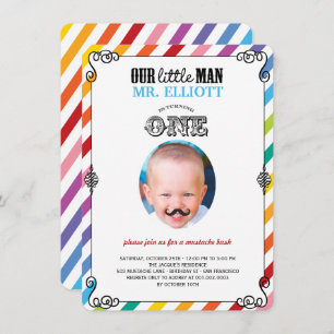 Baby Boy Mustache 1. Geburtstag Party Foto Einladu Einladung