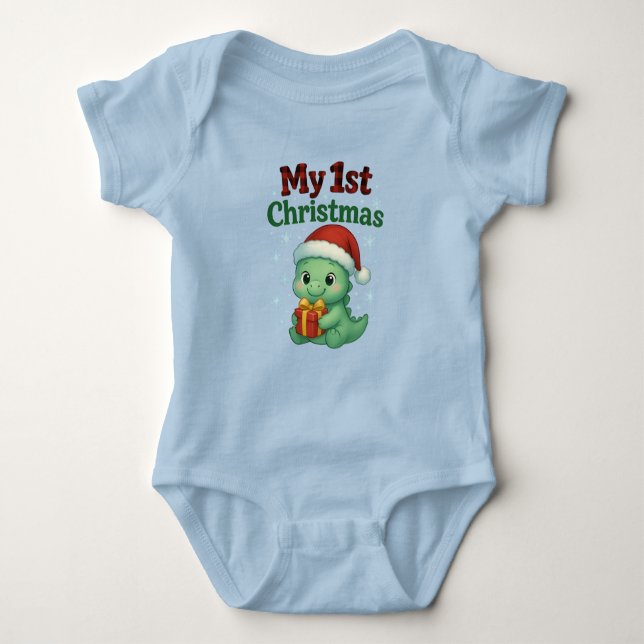 Baby Boy My 1st Christmas Dino Baby Strampler (Vorderseite)