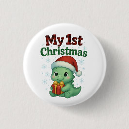 Baby Boy My 1st Christmas Dino Button