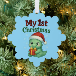 Baby Boy My 1st Christmas Dino Ornament Karte