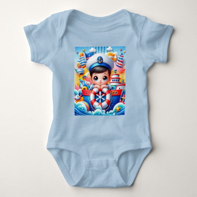 Baby Boy Nautical Adventure Baby Dusche Strampler (Vorderseite)
