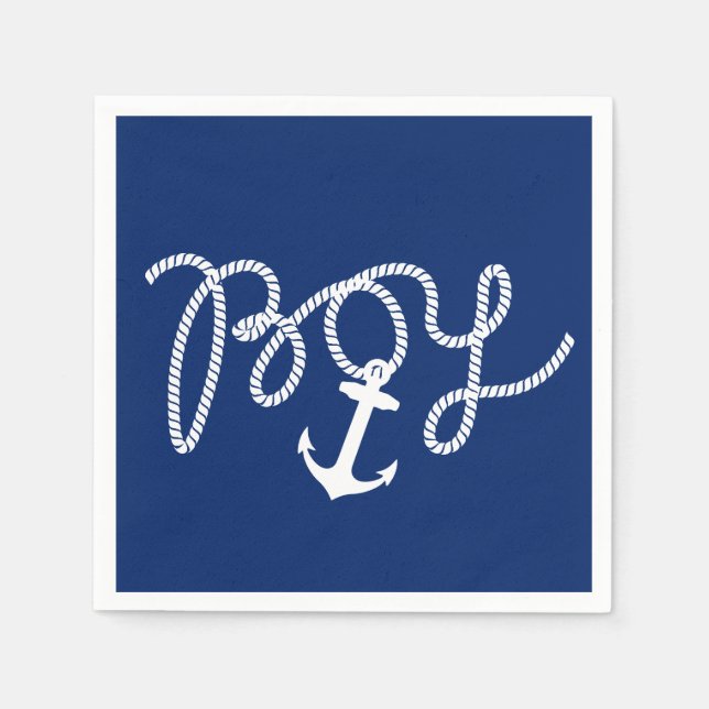 Baby Boy Nautical Anchor Babydusche Serviette (Vorderseite)
