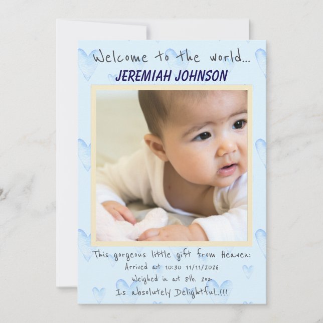 Baby Boy New Ankunft Ankündigung (Vorderseite)