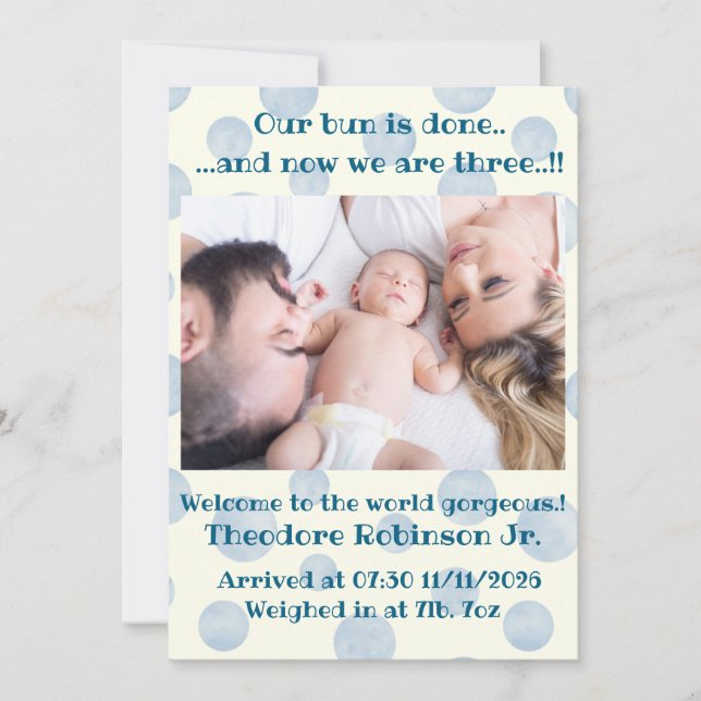 Baby Boy New Ankunft Ankündigung (Vorderseite)