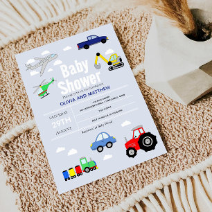 Baby Boy Niedlich Blue Car Travel Baby Dusche Einladung