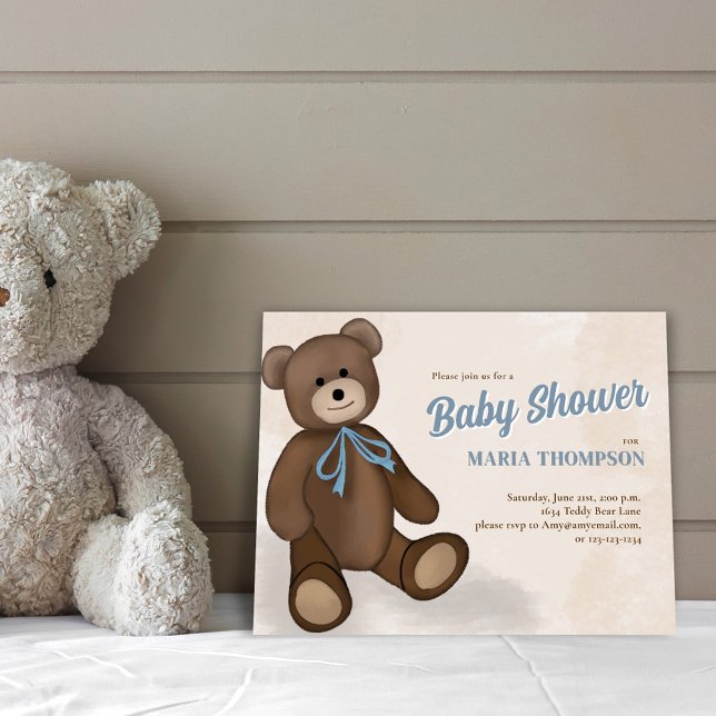 Baby Boy Niedlich Blue Dusche Einladungen (Cute Baby Shower custom invitaiton postcard. )