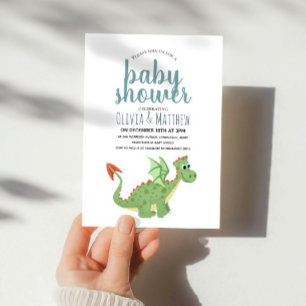 Baby Boy Niedlich und moderne Green Dragon Baby Du Einladung