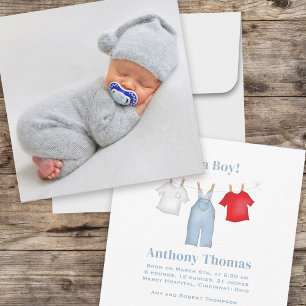 Baby Boy Niedliches Foto Wasserfarbe Custom Ankündigung