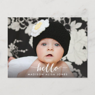 Baby Boy oder Girl Hallo Foto Geburtsankündigung Ankündigungspostkarte