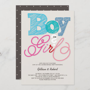 Baby Boy oder Girl Pink Blue Gender Reveal Party Einladung