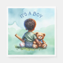 Baby Boy of Color mit seiner Teddy Bear Baby Showe