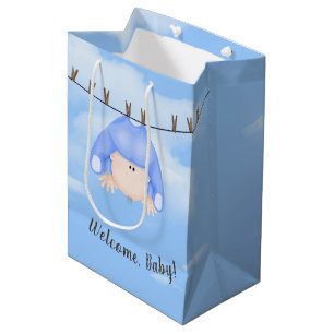 Baby Boy on Clothesline Medium Geschenktasche Mittlere Geschenktüte
