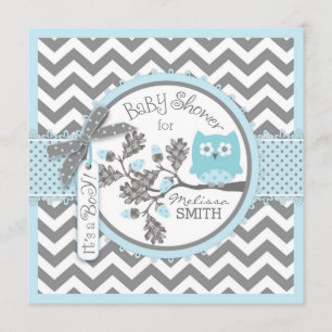 Baby Boy Owl Zickzack Print Baby Dusche Einladung