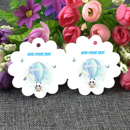 Baby Boy Panda Hot Air Ballon Schmetterlinge Geschenkanhänger