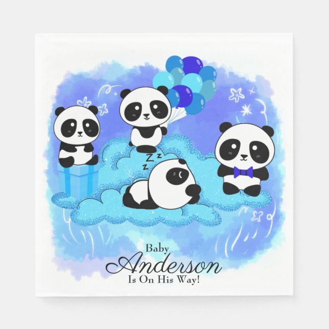 Baby Boy Pandas Serviette (Vorderseite)