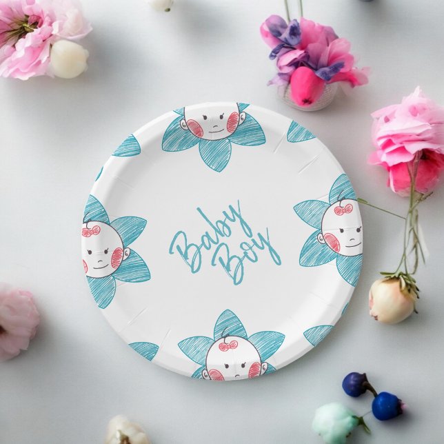 Baby Boy Pappteller (baby boy theme,birthday,wedding,baby shower,special occasion event paper plate party supplies)