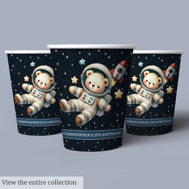 Baby Boy Party Paper Cups Teddy Bear Astronaut Pappbecher (Baby Boy Party Paper Cups Teddy Bear Astronaut)
