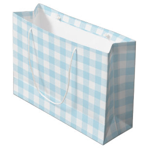 Baby Boy Pastel Blue Gingham Kariert Große Geschenktüte
