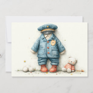 Baby Boy Police 1. Geburtstag Party Einladung