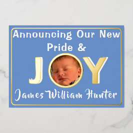 Baby Boy Pride & Joy Foil Birth Ankündigung