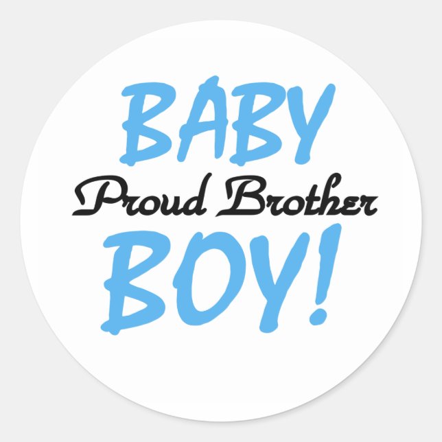 Baby Boy Proud Brother Runder Aufkleber (Vorderseite)