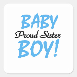 Baby Boy Proud Schwester Geschenke Quadratischer Aufkleber