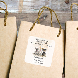 Baby Boy Puppy Dog Schwänze Kinderdusche Quadratischer Aufkleber