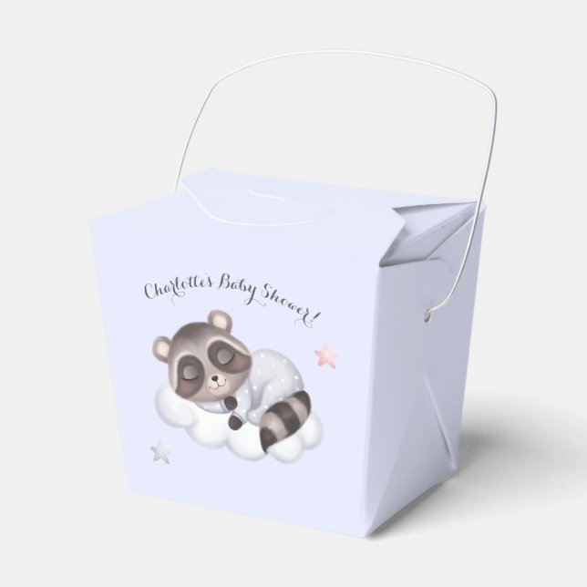 Baby Boy Raccoon Blue Baby Dusche Geschenkschachtel (Vorderseite)
