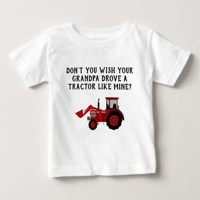 Baby Boy Red Tractor Grandpa Funny Baby T-shirt (Vorderseite)