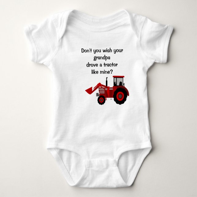Baby Boy Red Tractor Grandpa Funny Sprichwort Baby Strampler (Vorderseite)