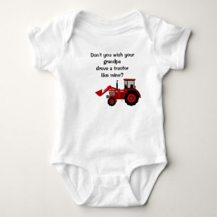 Baby Boy Red Tractor Grandpa Funny Sprichwort Strampler