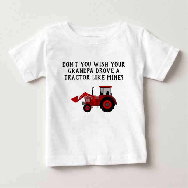 Baby Boy Red Tractor Grandpa Funny T-shirt (Vorderseite)