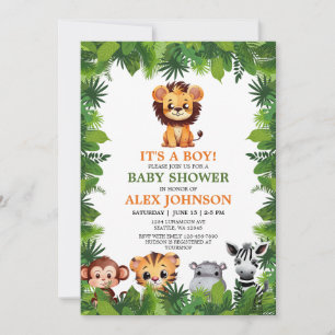 Baby Boy Safari Animals Lion Cub Baby Dusche Einladung
