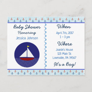 Baby Boy Sailboat Blue Baby Dusche Einladung