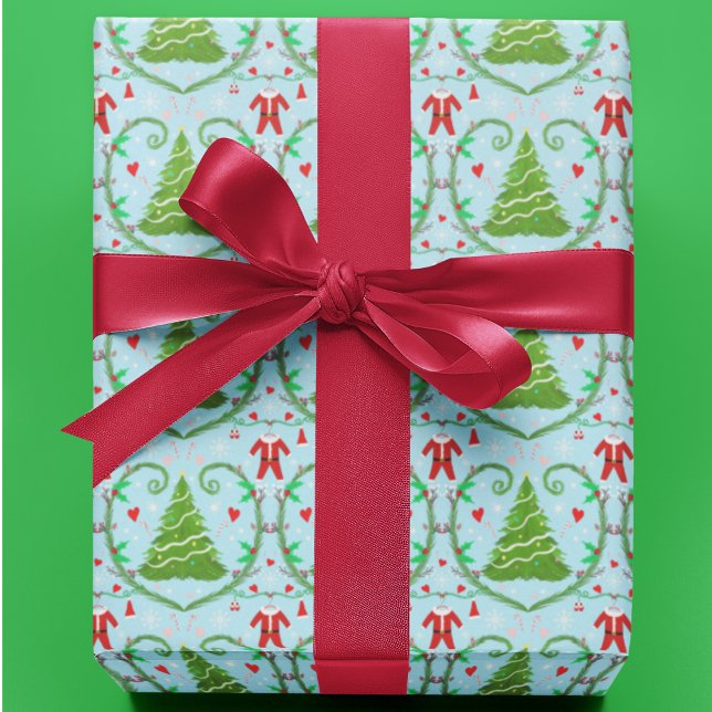 Baby Boy Santa Outfit Weihnachtsbaum Muster Geschenkpapier (Von Creator hochgeladen)