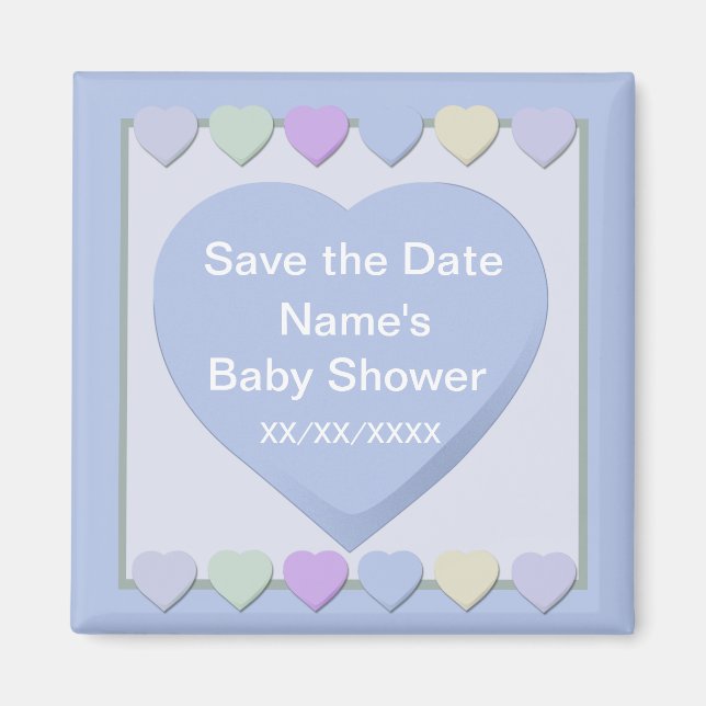 Baby Boy Save the Date Duwer Blue Hearts Magnet (Vorne)