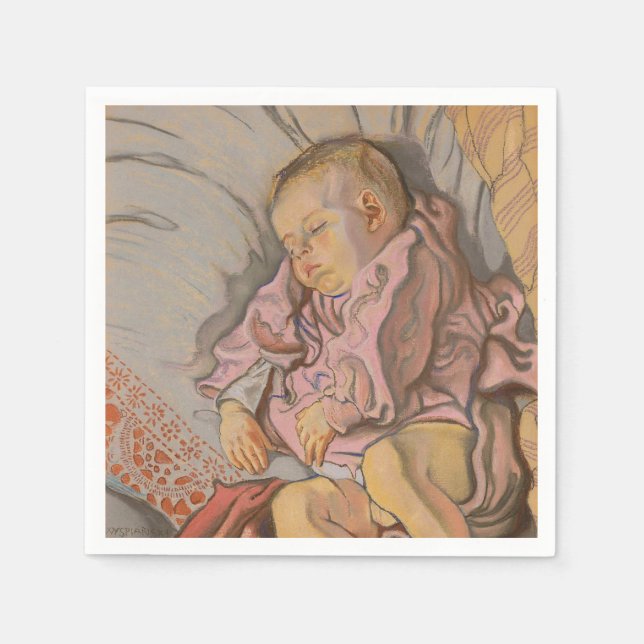 Baby Boy Schlafen auf einem Kissen Serviette (Vorderseite)