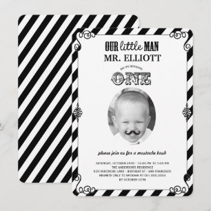 Baby Boy Schnurrbart 1. Geburtstagsfeier Foto-Einl Einladung