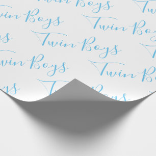 Baby Boy Script Blue Twin Boys Baby Geschenkpapier