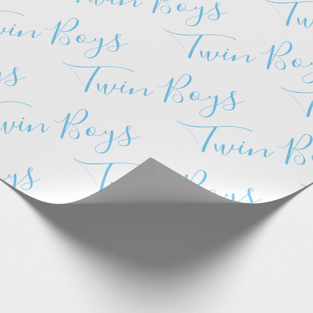 Baby Boy Script Blue Twin Boys Baby Geschenkpapier (Ecke)