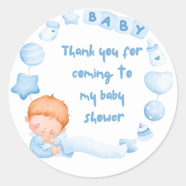Baby Boy Showdusche Danke, dass du Sticker (Vorderseite)