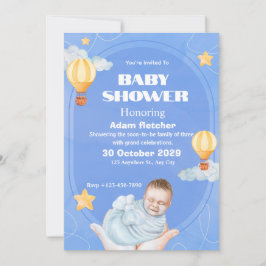 Baby Boy Shower Ballon Einladungsvorlage Einladung
